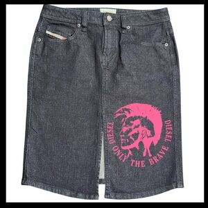 New Diesel Dark Denim Front Slip Pencil Jean Skirt (30)